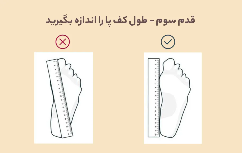 7 مرحله کاربردی برای اندازهگیری دقیق پا در خانه کفشدونی تصویر نحوه اندازه گیری قسمت های مورد نیاز کف پا برای بدست آوردن سایز کفش شماره 4
